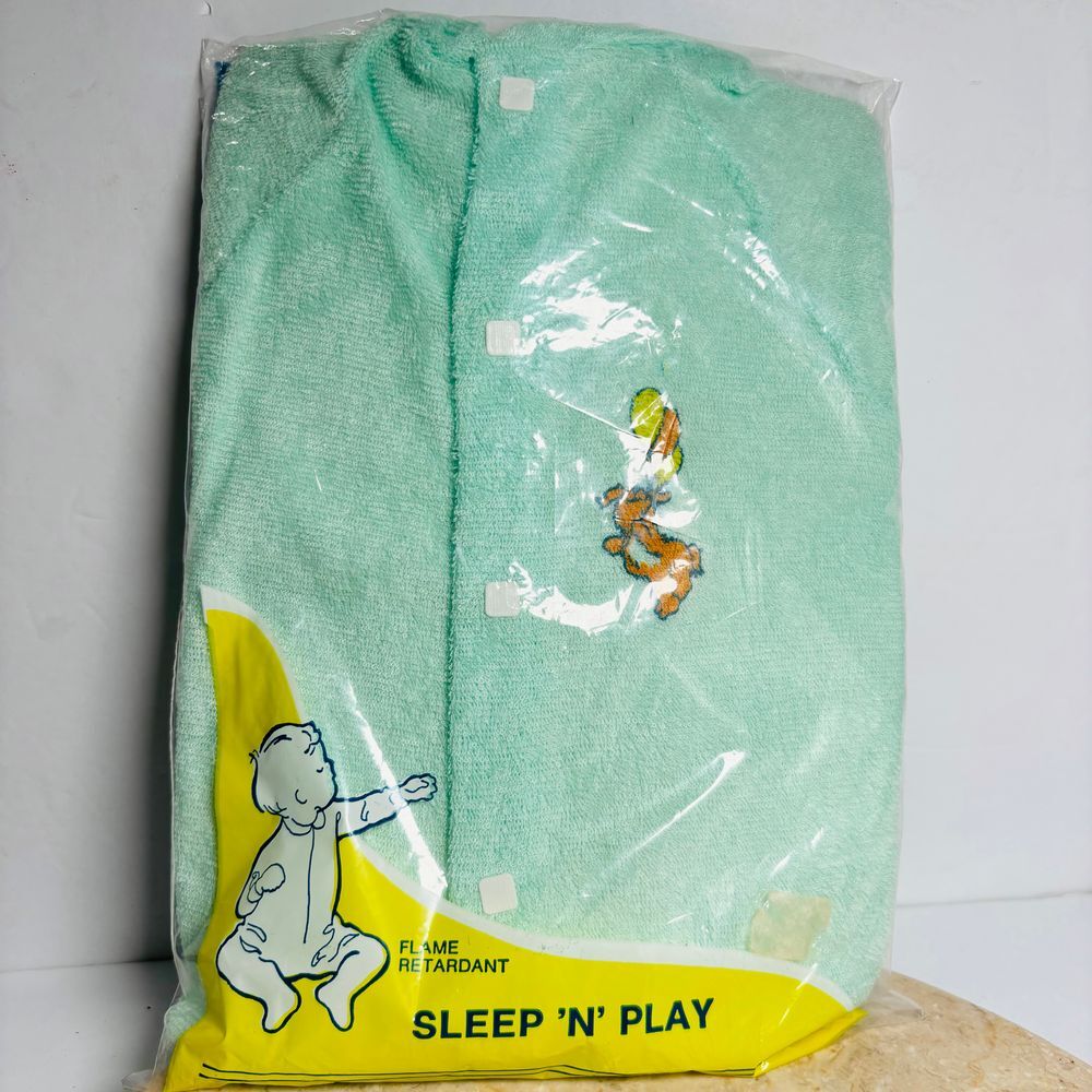 Vintage NOS Seafoam Green Baby‎ Sleep N Play Suit 9-18M USA VTG Terrycloth